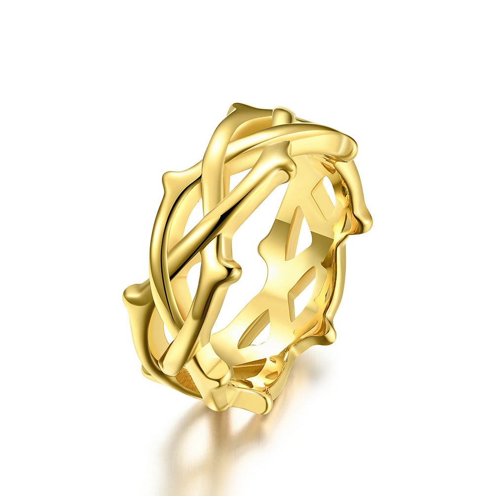 Planderful Titanium Steel Thorn Vine Ring For Women Everyday Genie Collection Elegant Hand Jewelry