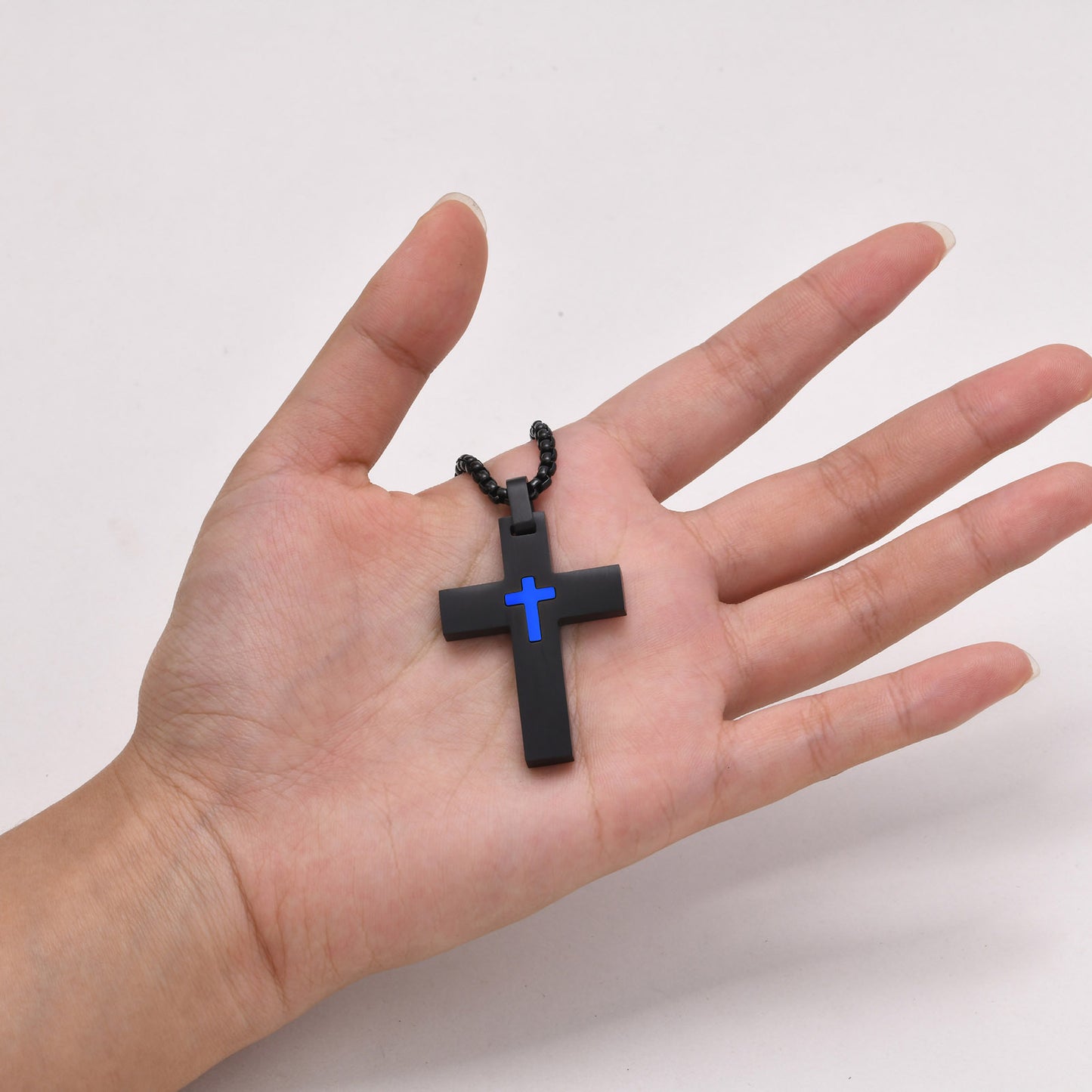 Stainless Steel Cross Small Cross Pendant Necklace Men's Black Wholesale