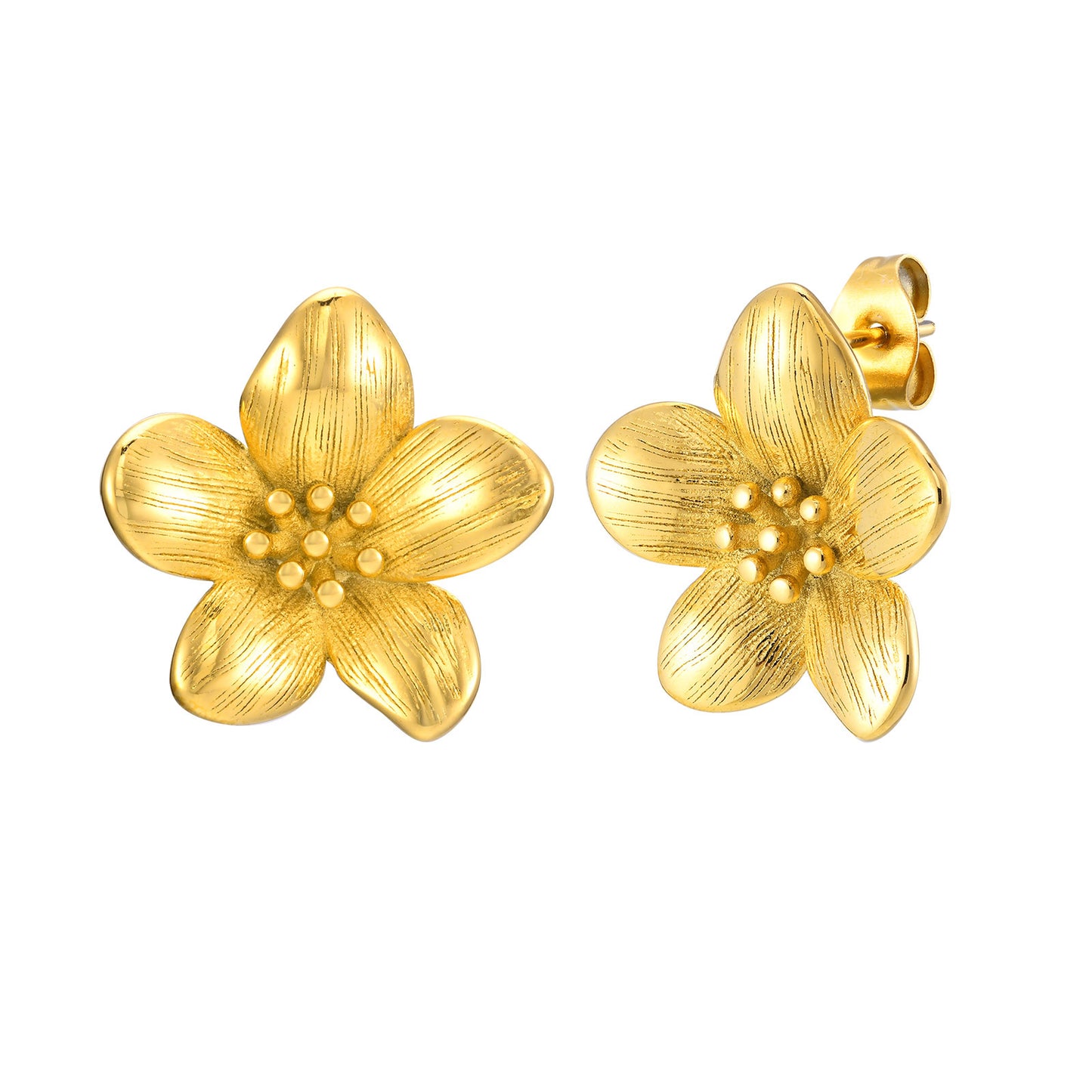 Earrings Stainless Steel Flower Pattern 18K Gold Accessories