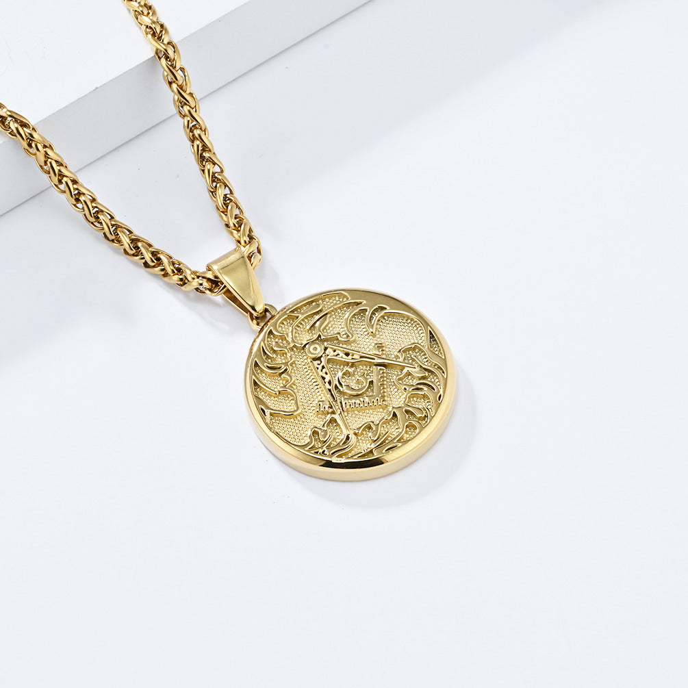 Stainless Steel Durable Pendant Necklace For Men Retro European American Trend Planderful Fraternity Style