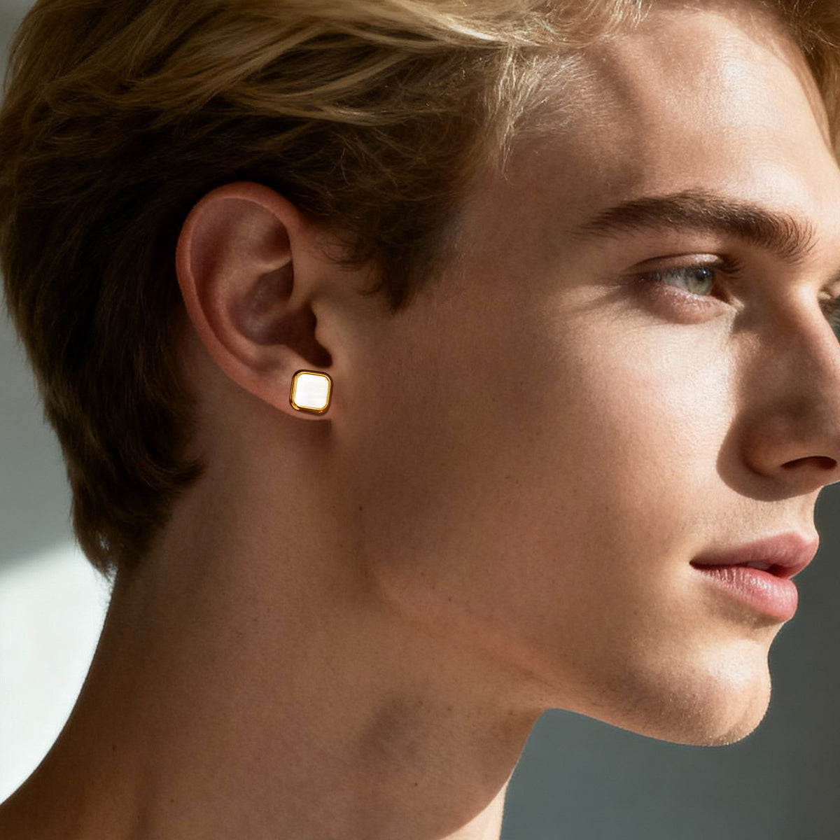 Gold-Tone Inlay Earrings — Shell or Malachite