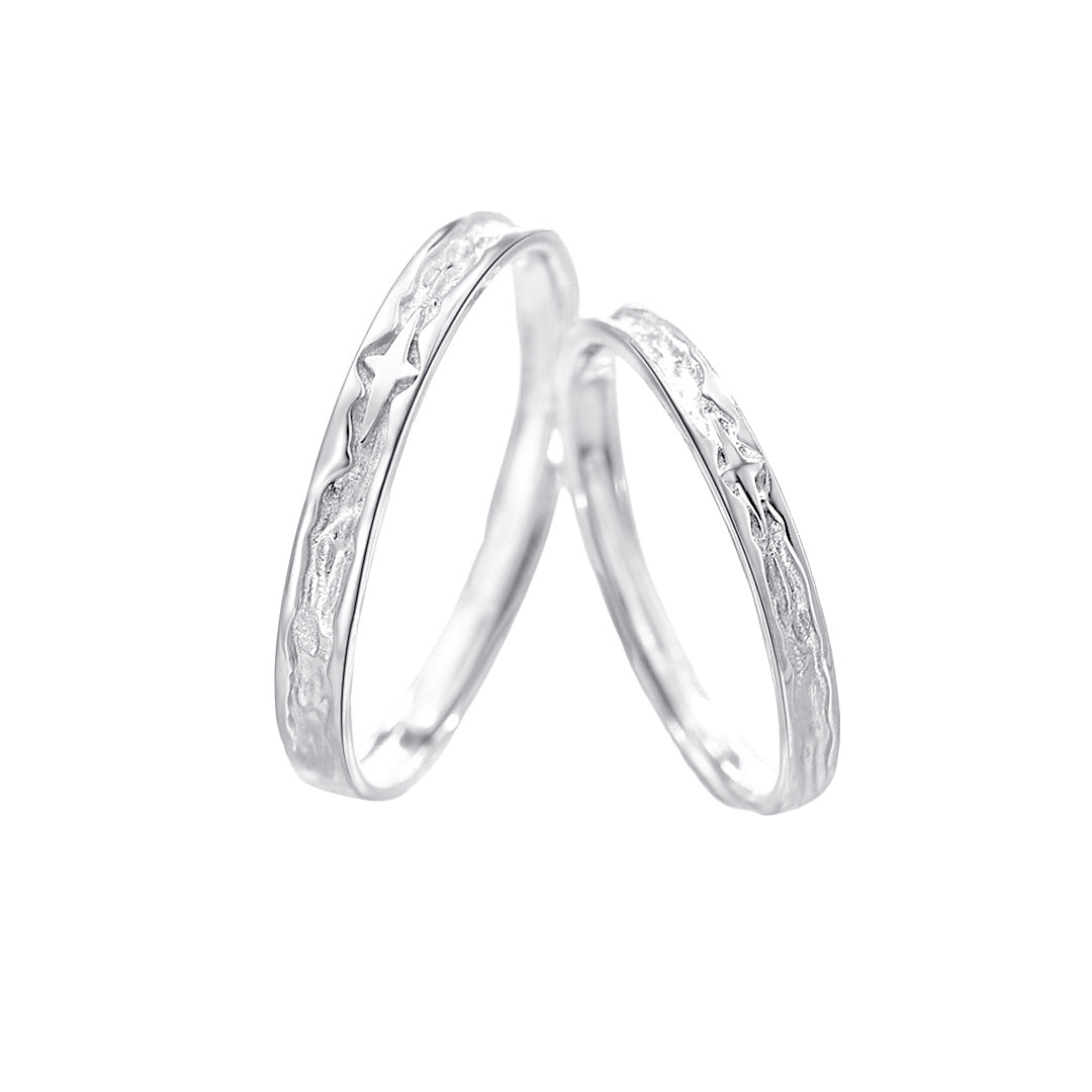 Planderful Star Water Rhyme 925 Sterling Silver Couple Ring Adjustable His Hers In Style Light Luxury