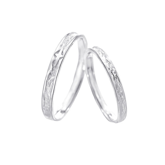 Planderful Star Water Rhyme 925 Sterling Silver Couple Ring Adjustable His Hers In Style Light Luxury