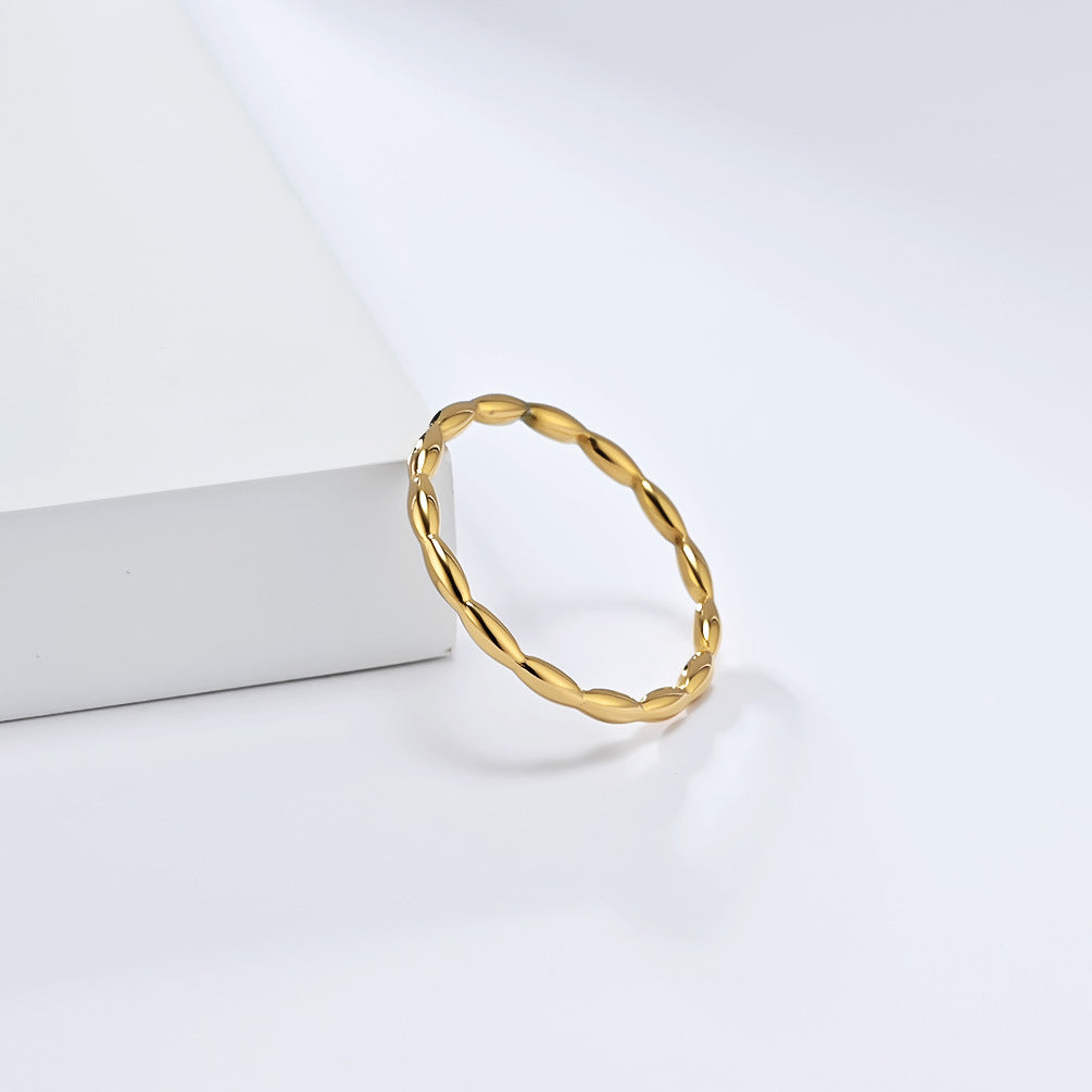 INS Simple French Series Water Drop Titanium Steel Ring for Women