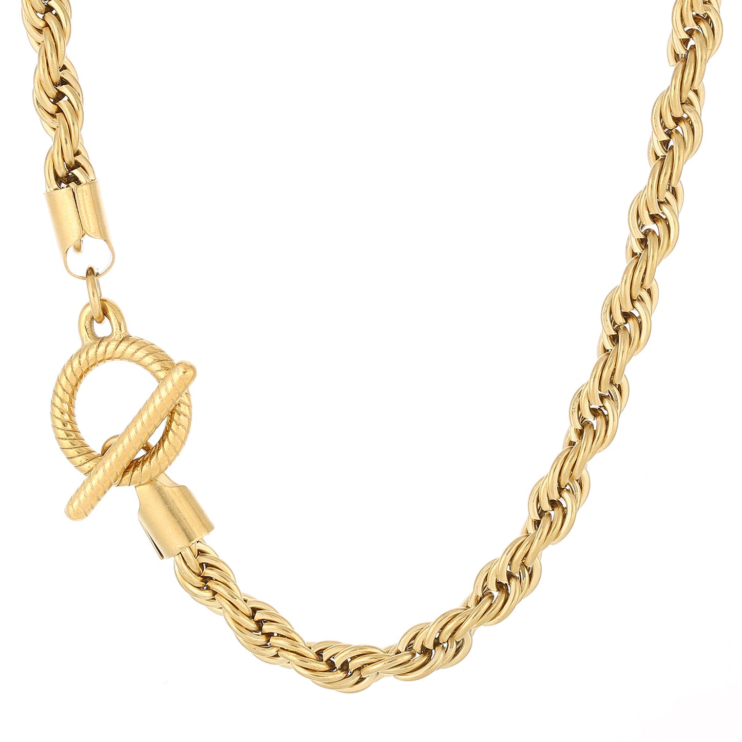 Custom Hip Hop Twill Skull Button Chain Necklace for Men - Stainless Steel Twist Design