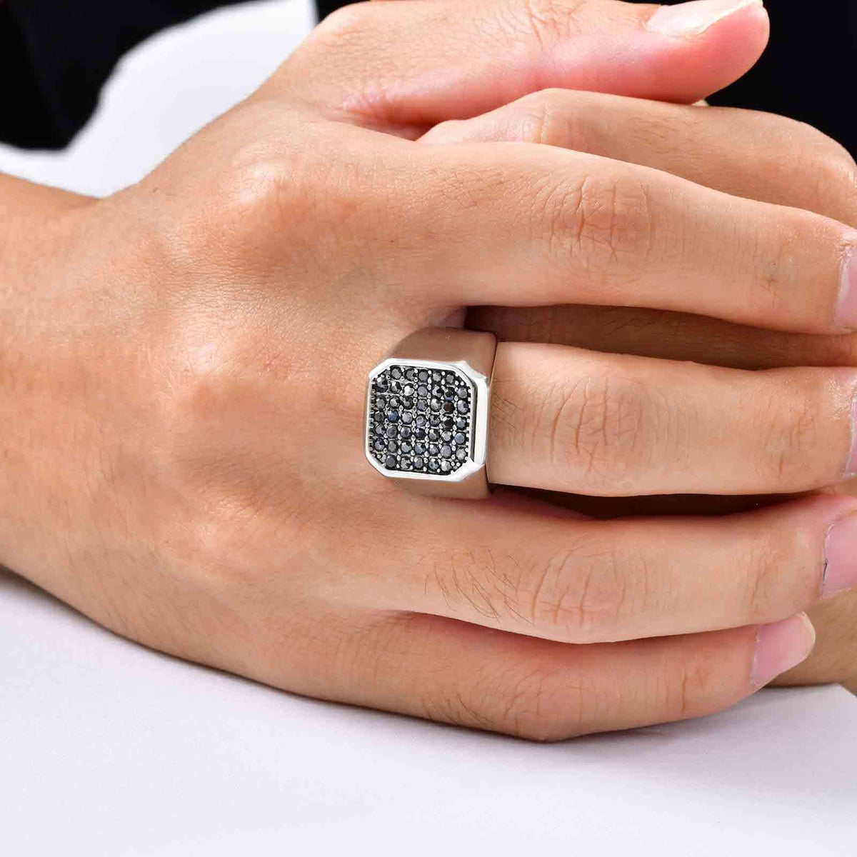 Stainless Steel Ring With Gray Zircon – Nightclub Hip Hop Hiphop