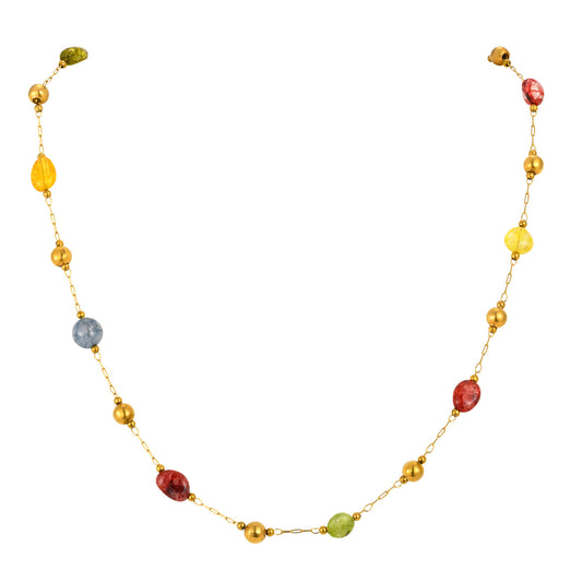 Holiday Style – Stainless Steel Small Fresh Color Natural Stone Bracelet Y-Shaped