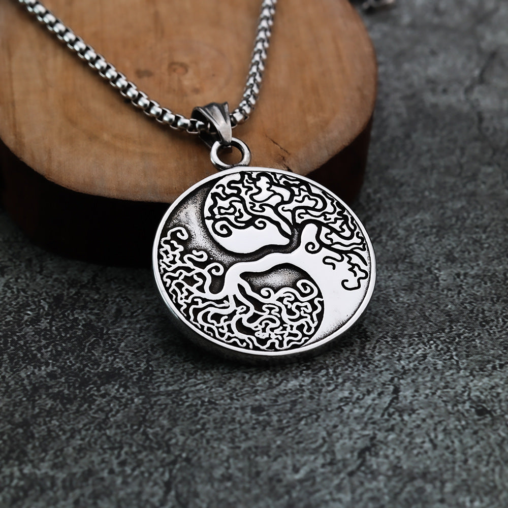 Personalized Life Of Tree Pendant Stainless Steel Necklace For Men