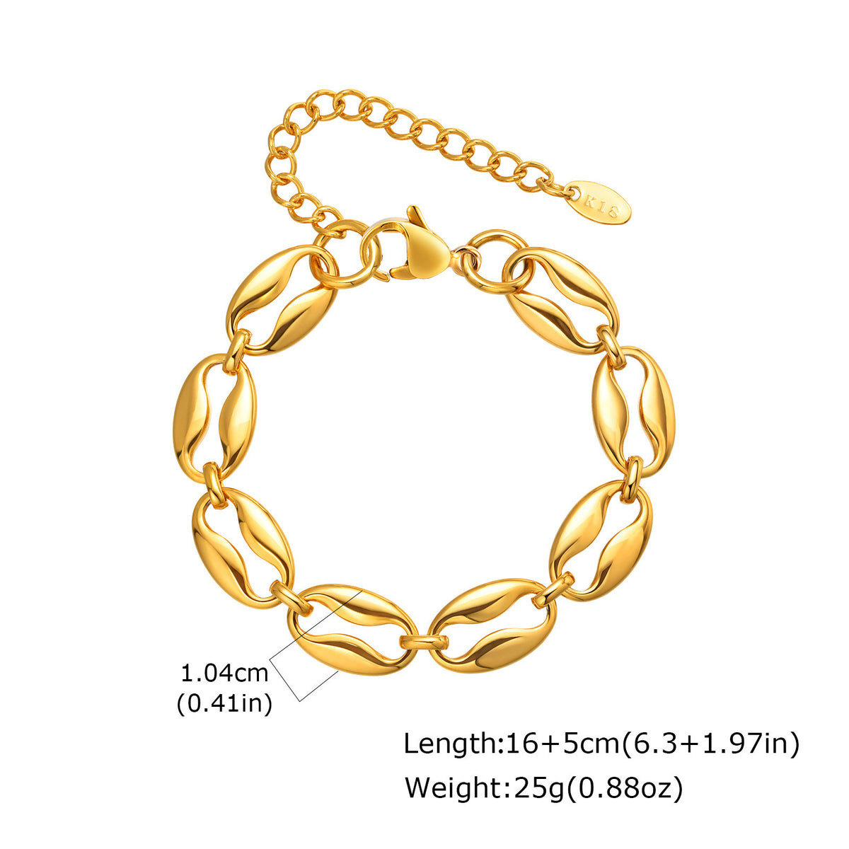 Thick Personalized Oval Big Stainless Steel Bracelet
