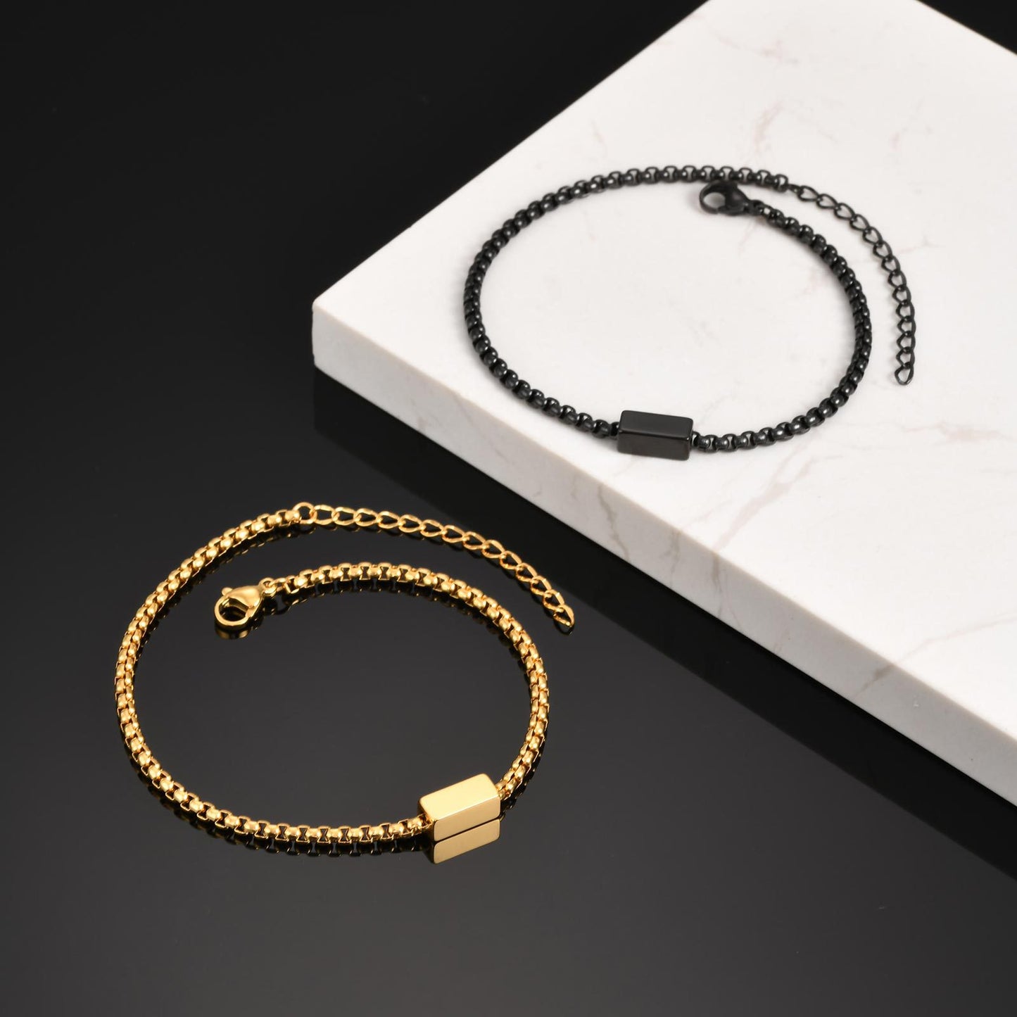 Planderful Stainless Steel Square Chain Bracelet For Men