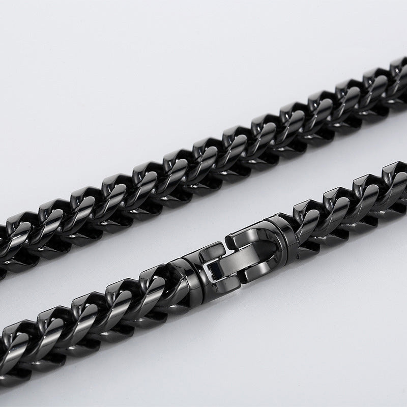 Hip-Hop Cool Round Grinding Three-Dimensional Necklace, Vacuum Electroplated Keel Chain Titanium Steel Men's