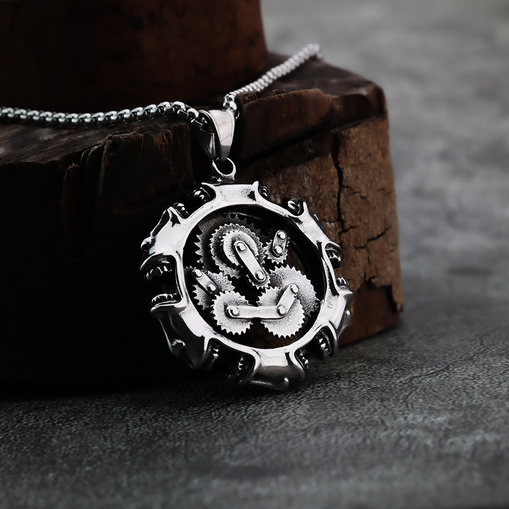European And American Style Personalized Skull Gear Pendant