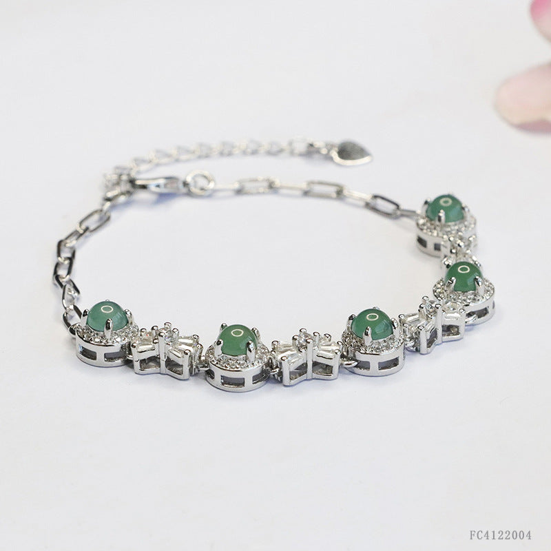 Blue Water Jadeite Bow Bracelet