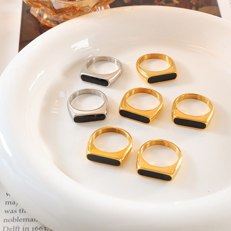 Elegant Gold-Plated Titanium Ring with Exaggerated Geometric Design