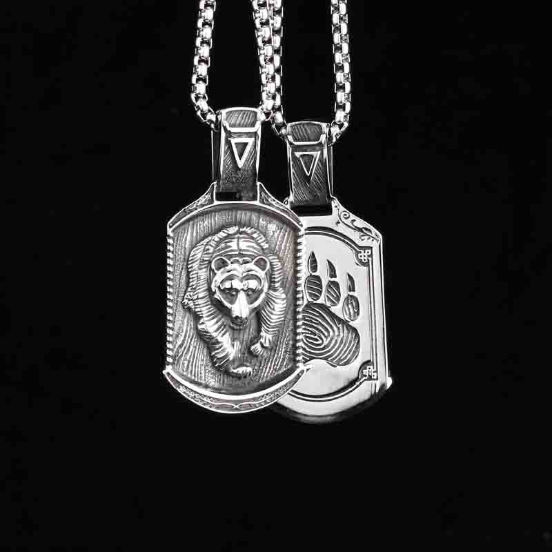 Nordic Viking Bear Titanium Steel Pendant for Men - European and American Retro Wholesale Jewelry