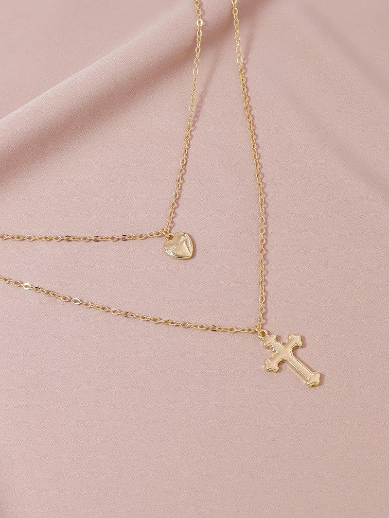 Resort Chic Love Cross Pendant Necklace - European and American Style