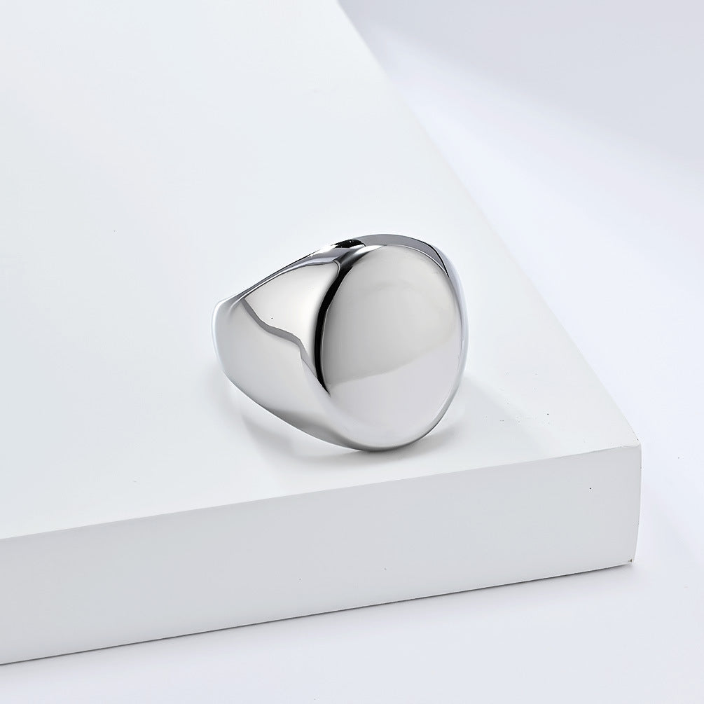 European and American Simple Large Smooth Seal Titanium Steel Ring Jewelry for Men