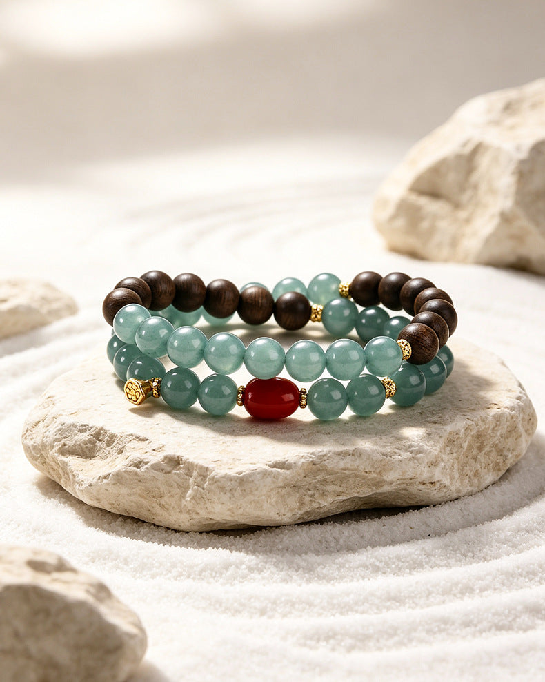 Chalcedony Agarwood Double-Wrap Bracelet