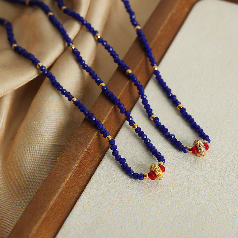 Luxurious Handcrafted Copper Diamond Pendant Necklace - Vintage European Style