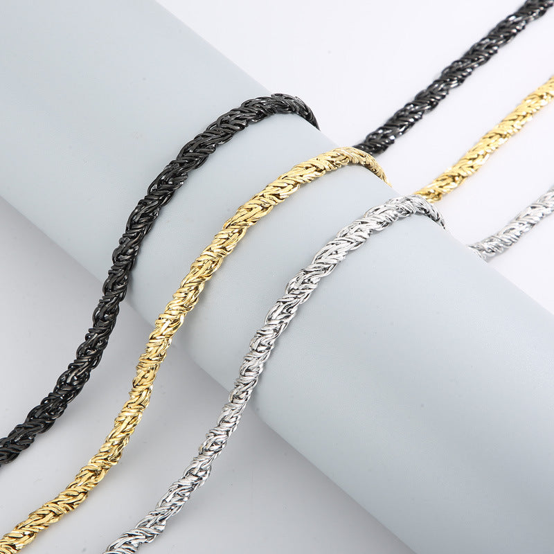Hip Hop Stainless Steel Woven Twist Chain Necklace Male Titanium