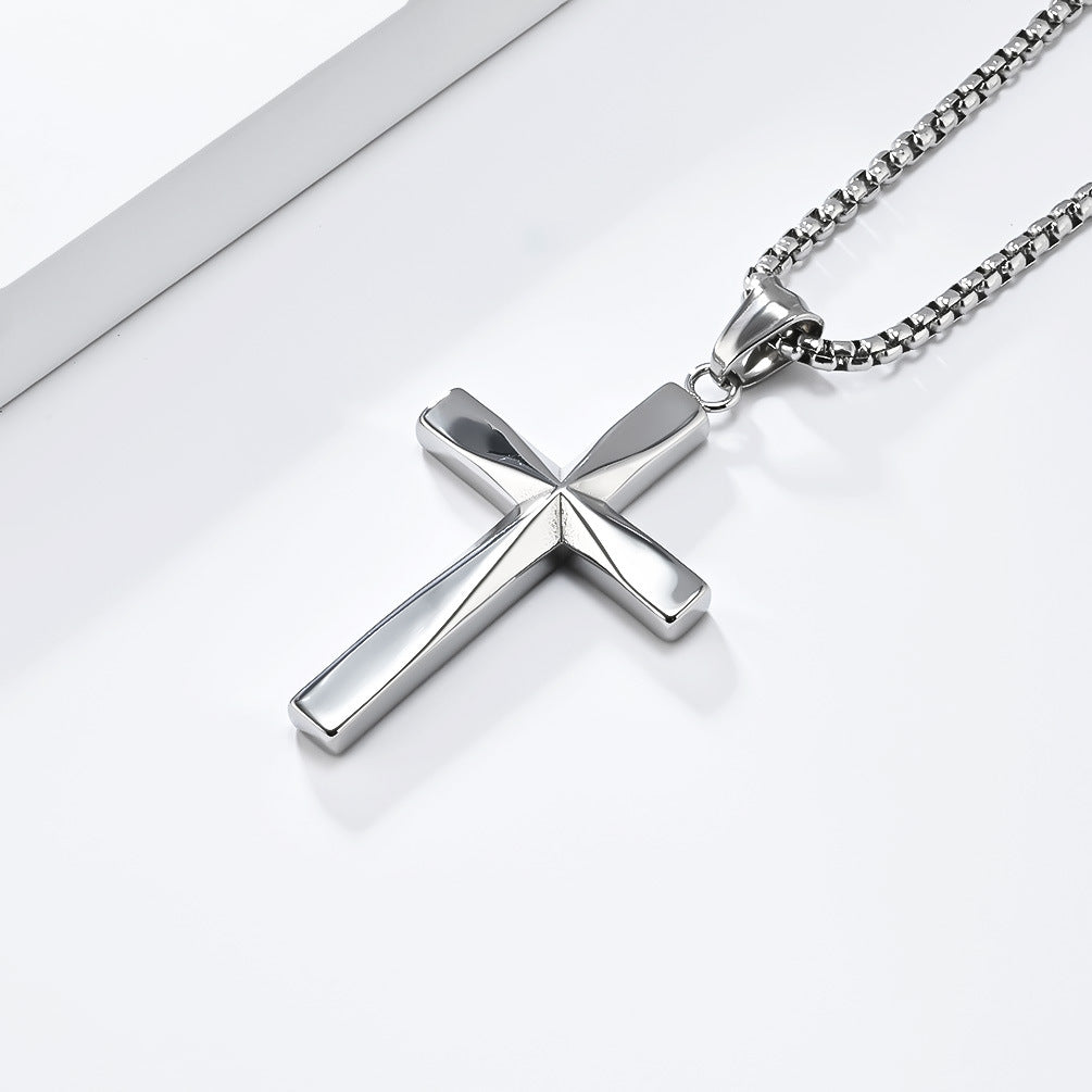 Genderless Simplicity Titanium Steel Cross Necklace for All