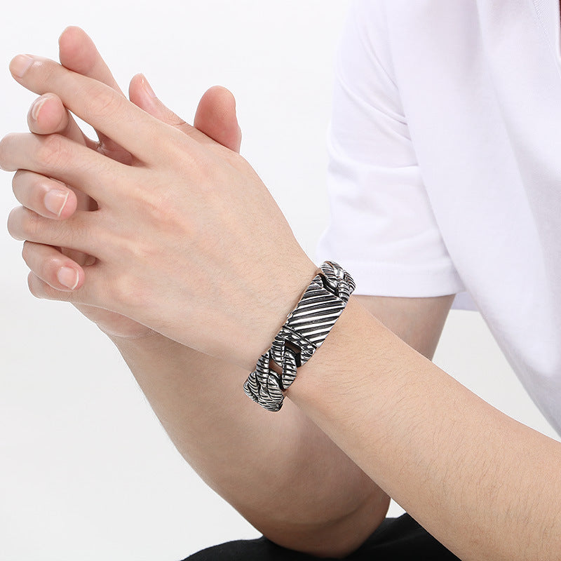 Planderful Titanium Steel Bracelet Unisex Cuban Chain Bold