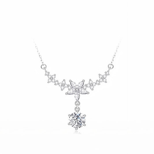 Planderful 925 Sterling Silver Zircon Wisteria Necklace For Women Light Luxury Gift For Girlfriend Autumn Winter