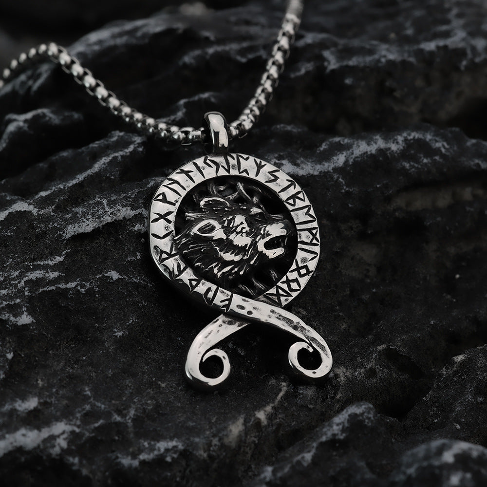 Vintage Stainless Steel Men's Pendant Viking Rune Necklace