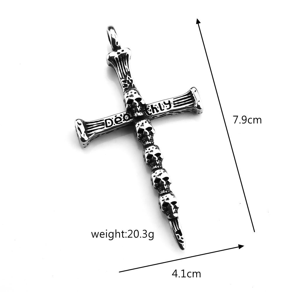 Punk Skull Cross Stainless Steel Men's Pendant Necklace
