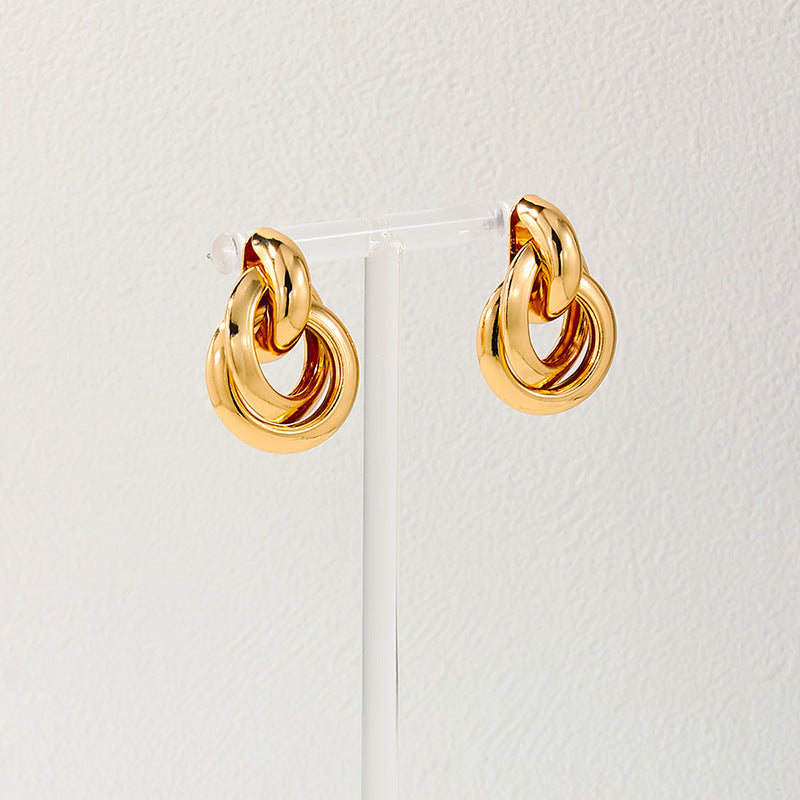 Sophisticated Multi-loop Metal Earrings with Minimalistic Charm
