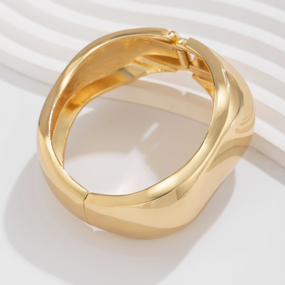 Planderful Geometric Wide Bracelet Vienna Verve Statement Jewelry For Women Bold Water Pattern Design