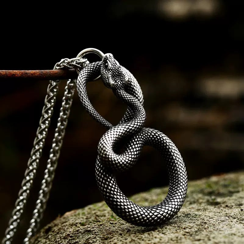 Planderful Stainless Steel Snake Pendant Necklace For Men Personalized Creative Design