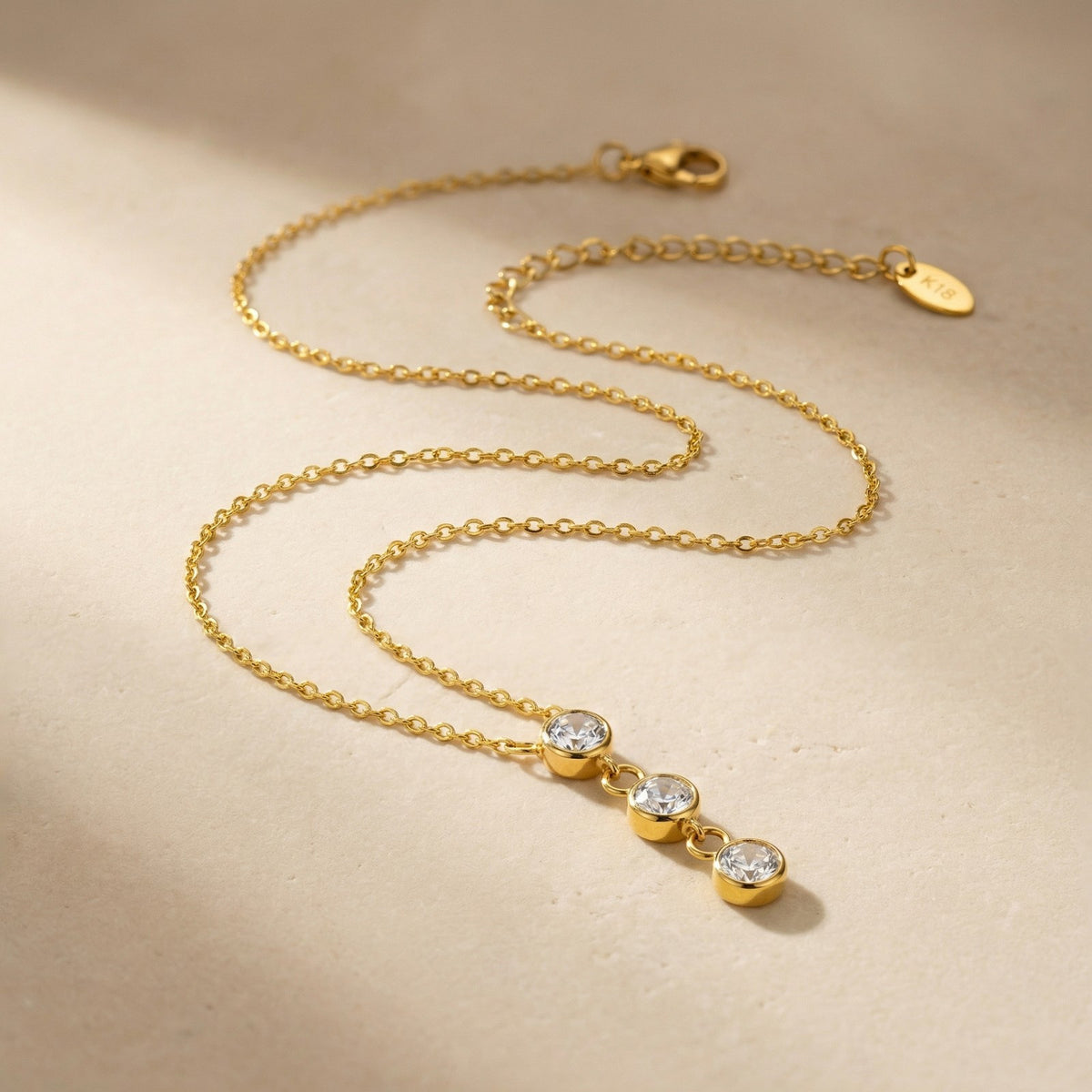 Stainless Steel Ol Three Zircon Necklace Commuting