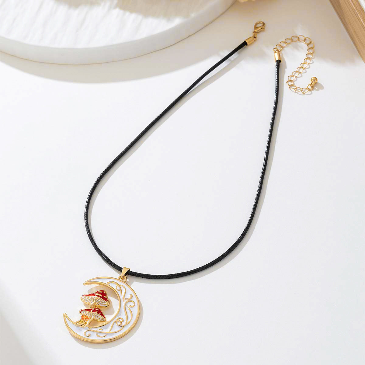 Planderful Vienna Verve Necklace – Cute Metal Moon Mushroom Design