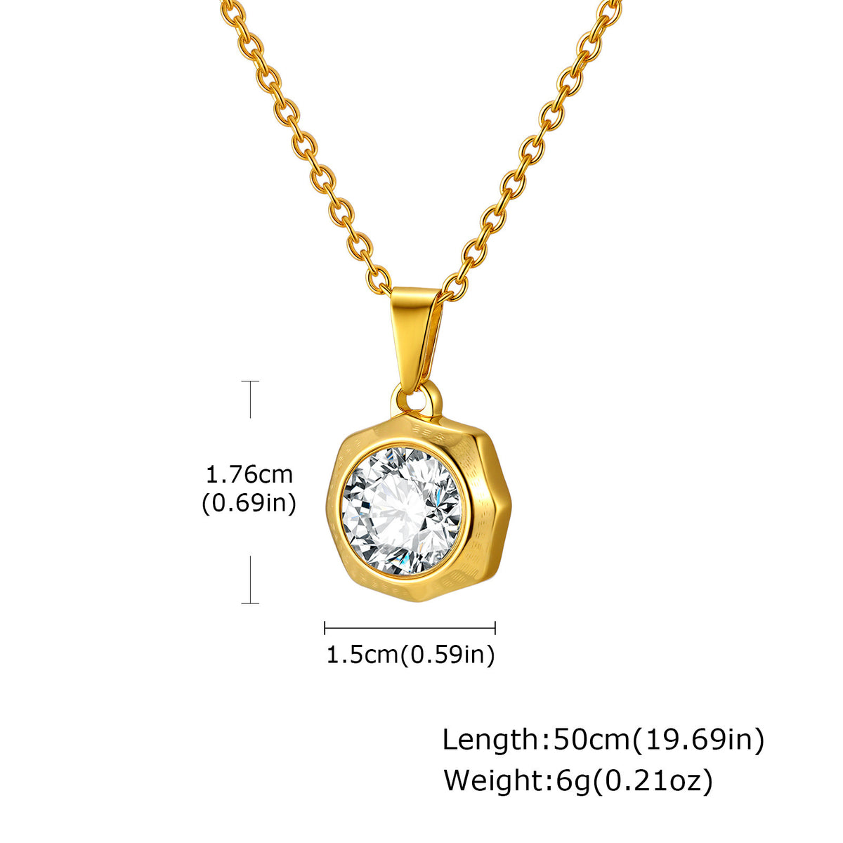 Zircon Geometric Stainless Steel Pendant for Women