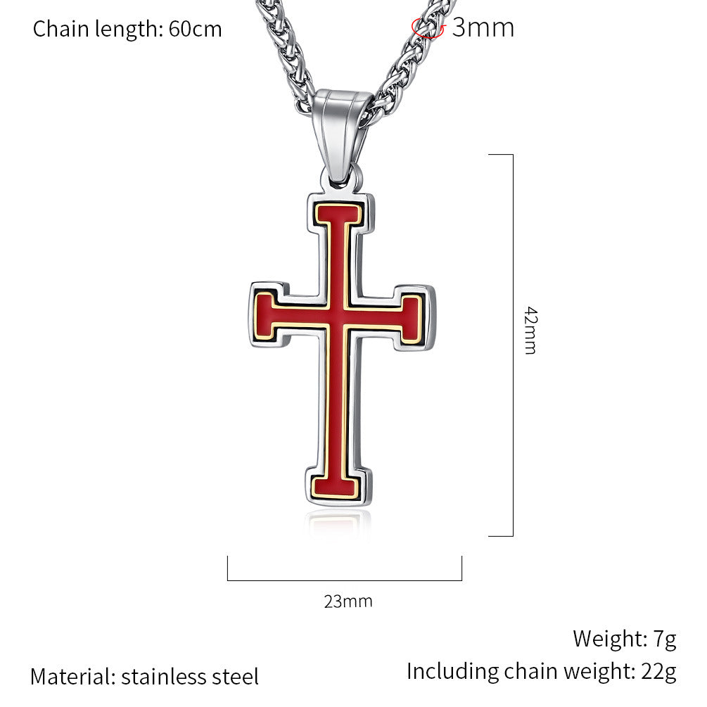 Planderful Crusade Titanium Steel Cross Necklace For Streetwear Enthusiasts Durable Pendant Chain