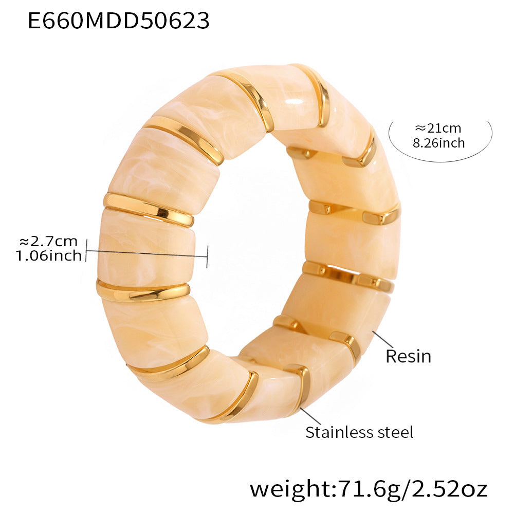 Planderful Candy Color Resin Elastic Rope Bracelet For Women