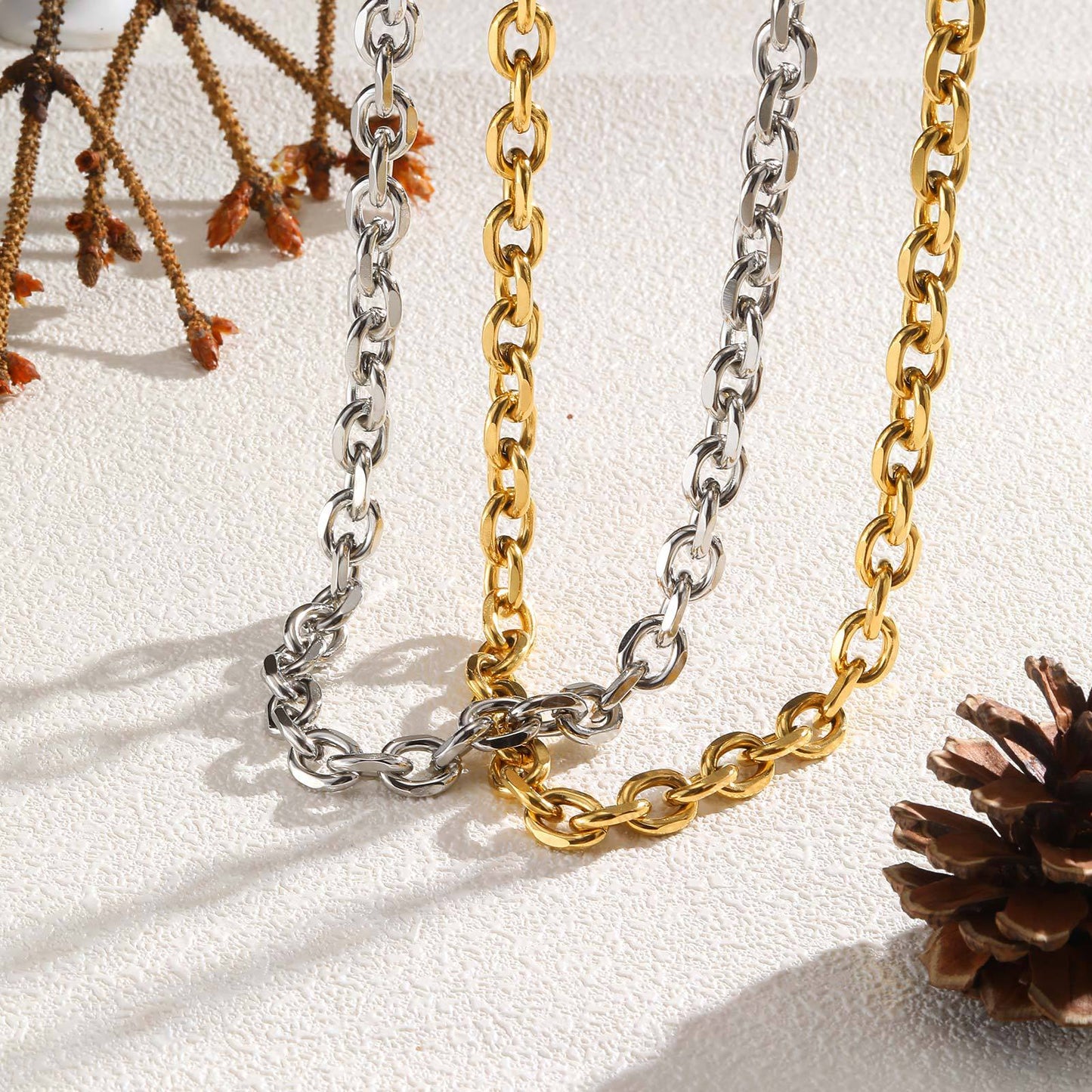 European And American Hip Hop Stainless Steel Men's OT Buckle Coarse Necklace