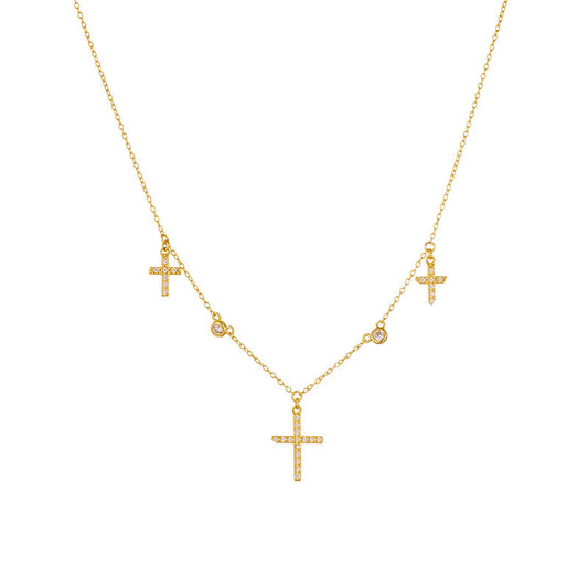 Cross Zircon Silver Necklace