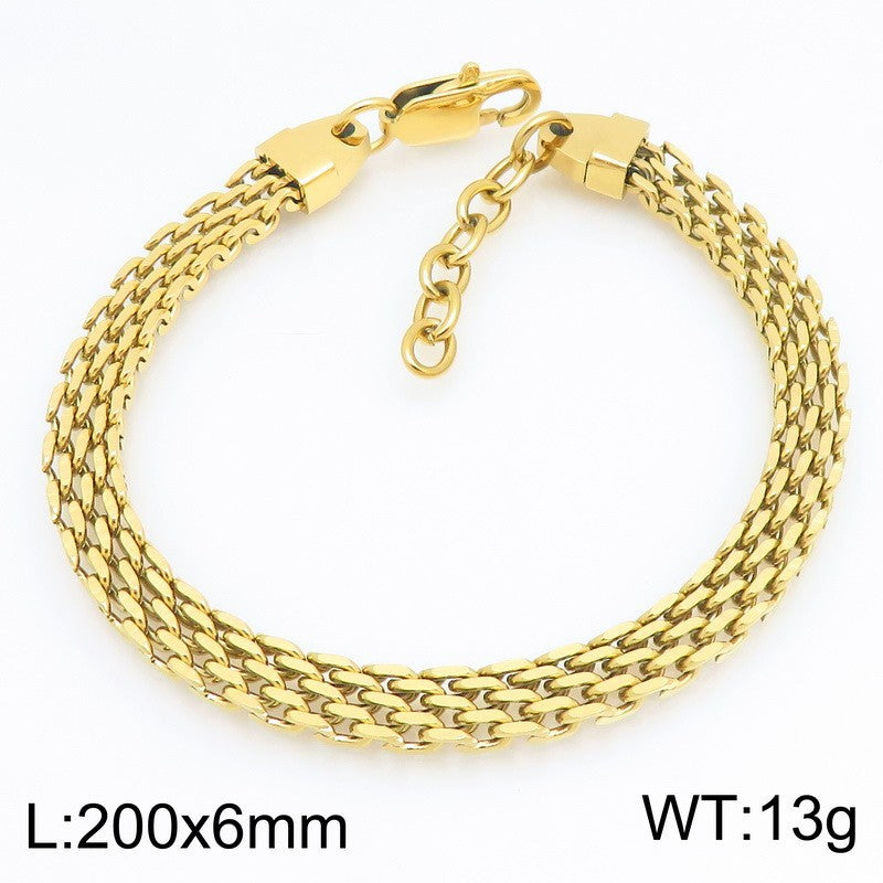 Mesh Chain Bracelet Cut Woven Chain Including Extension Chain Stainless Steel Unisex