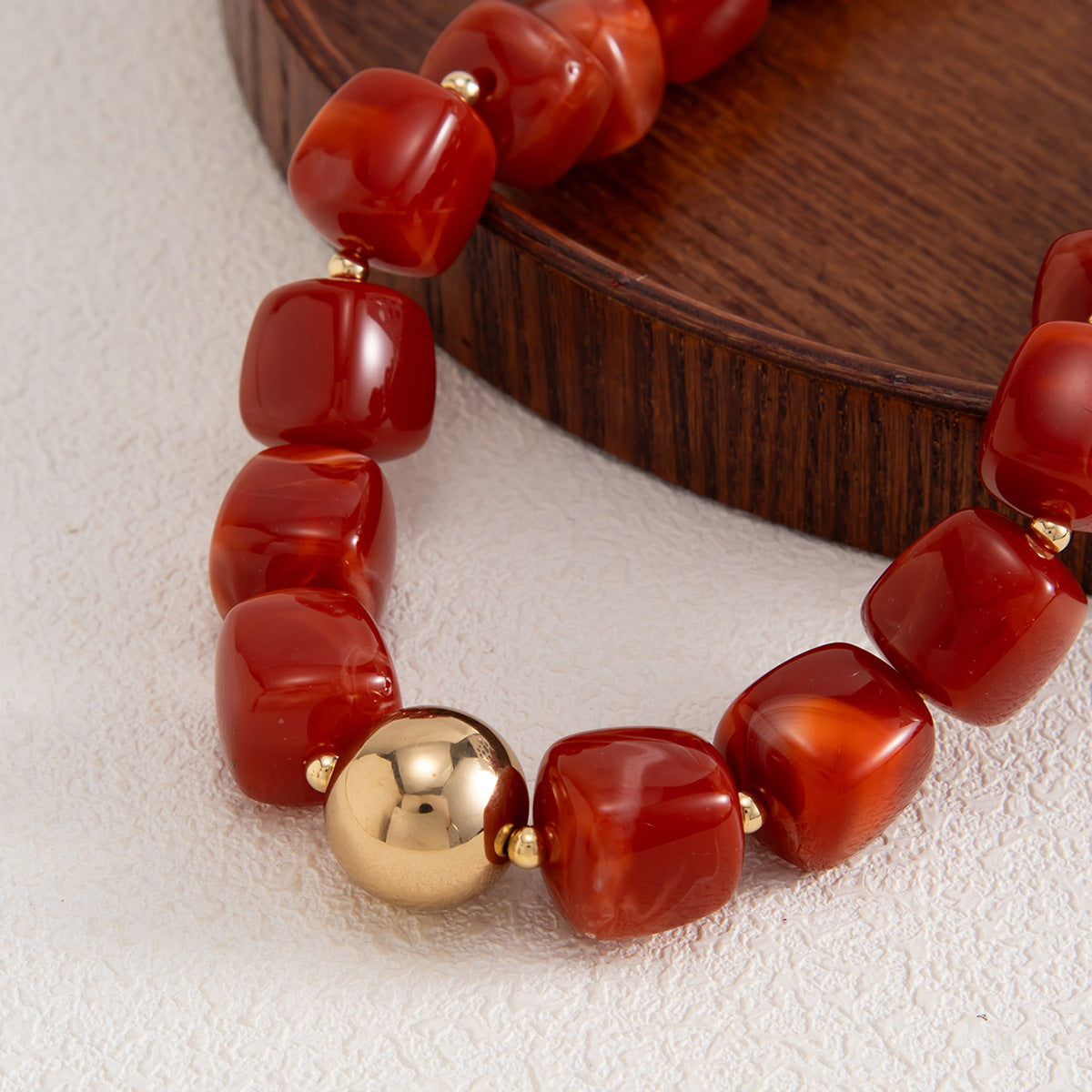 Design Color Resin Beaded Necklace Holiday Style Smudged Multi-Color Collarbone Necklace