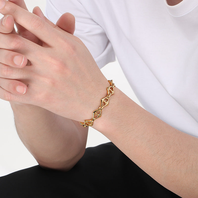 Planderful Unisex Titanium Stainless Steel Rhombus Bracelet