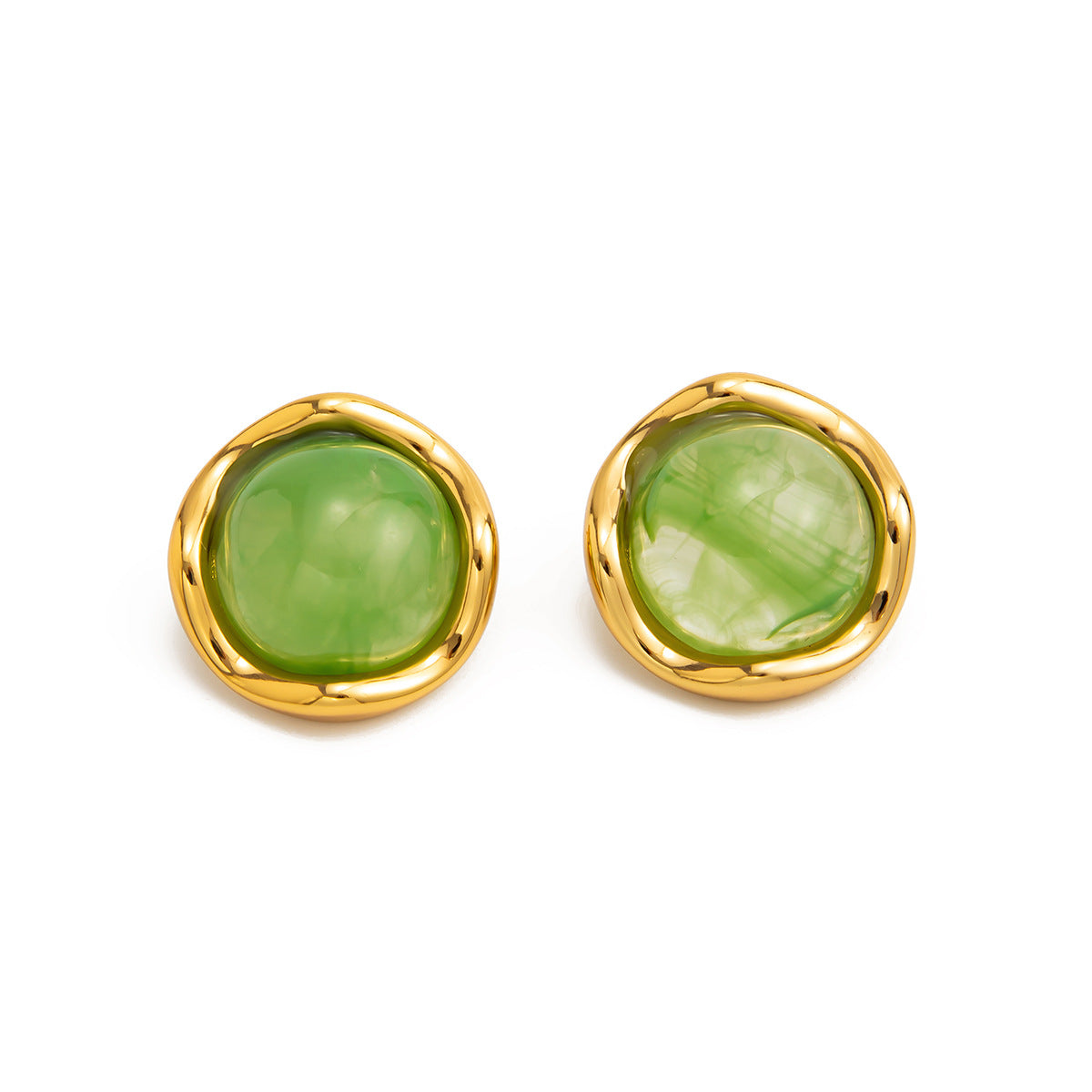 Planderful Elegant Versatile Stainless Steel Stud Earrings With Gold Edge And Wavy Round Look For Everyday Women