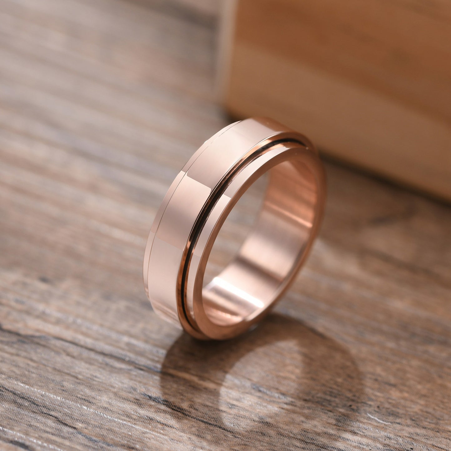 Rotatable Stainless Steel Male and Female Couple Ring Gold