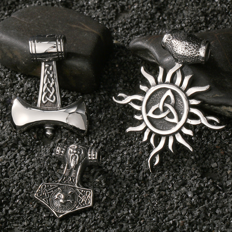 Planderful Dark Wolf Head Pendant Men Titanium Steel