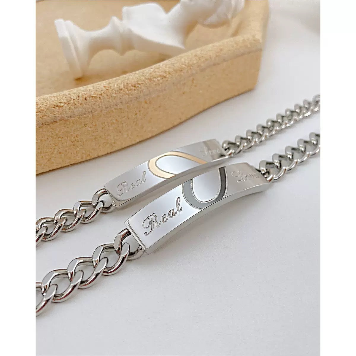 Titanium Steel Couple Bracelet Puzzle Love By Planderful Everyday Genie For Couples Valentine Gift