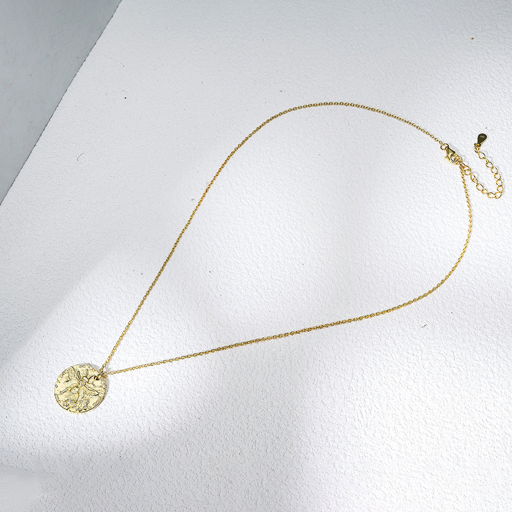 Planderful S925 Sterling Silver Necklace Bee Tag Zircon For Women Elegant Versatile Collarbone Jewelry