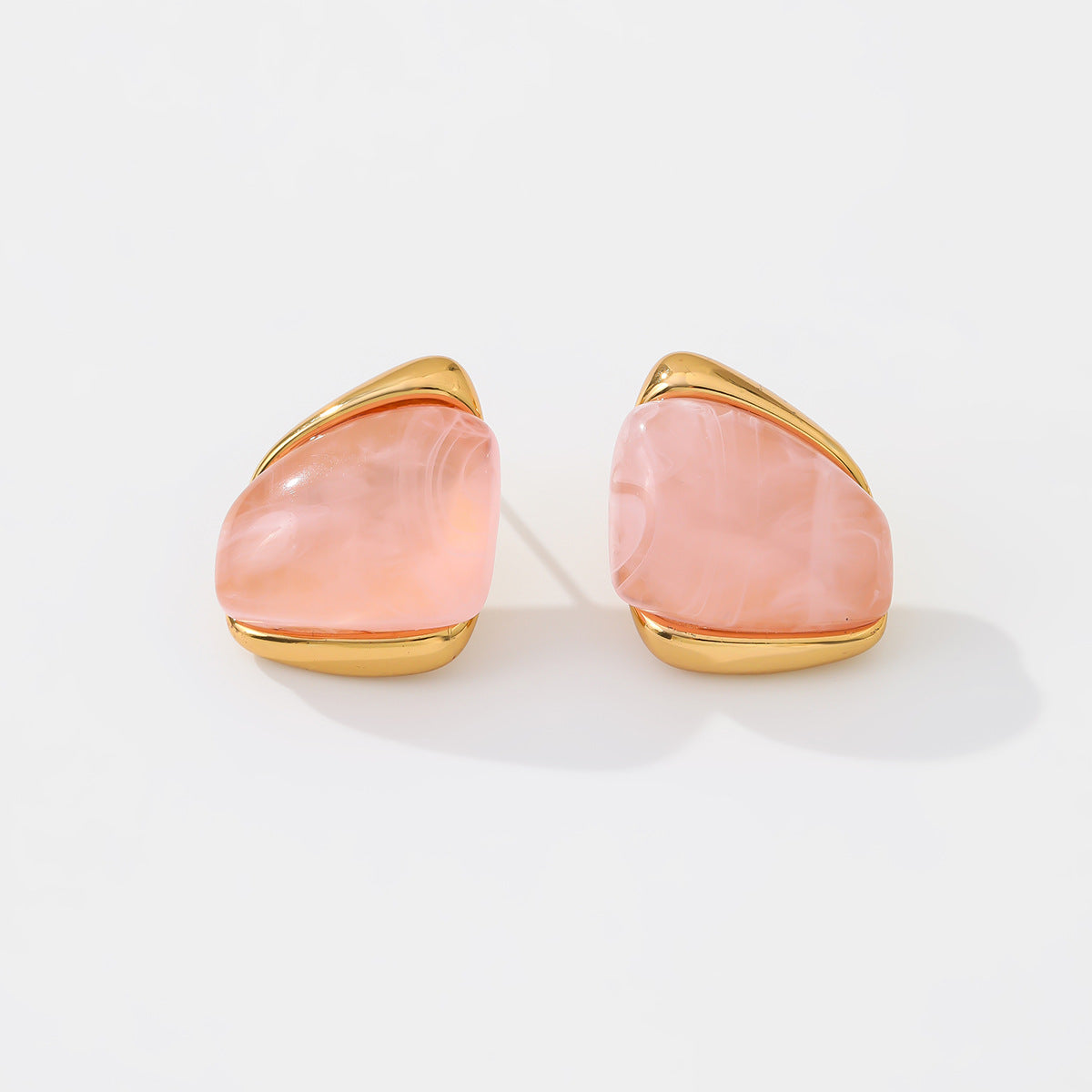Planderful Vienna Verve Stainless Steel Stud Earrings Geometric Irregular Golden Edge Statement For Women