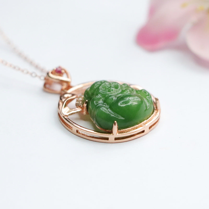 Hetian Jasper Buddha Cloud Silver Pendant — No Chain