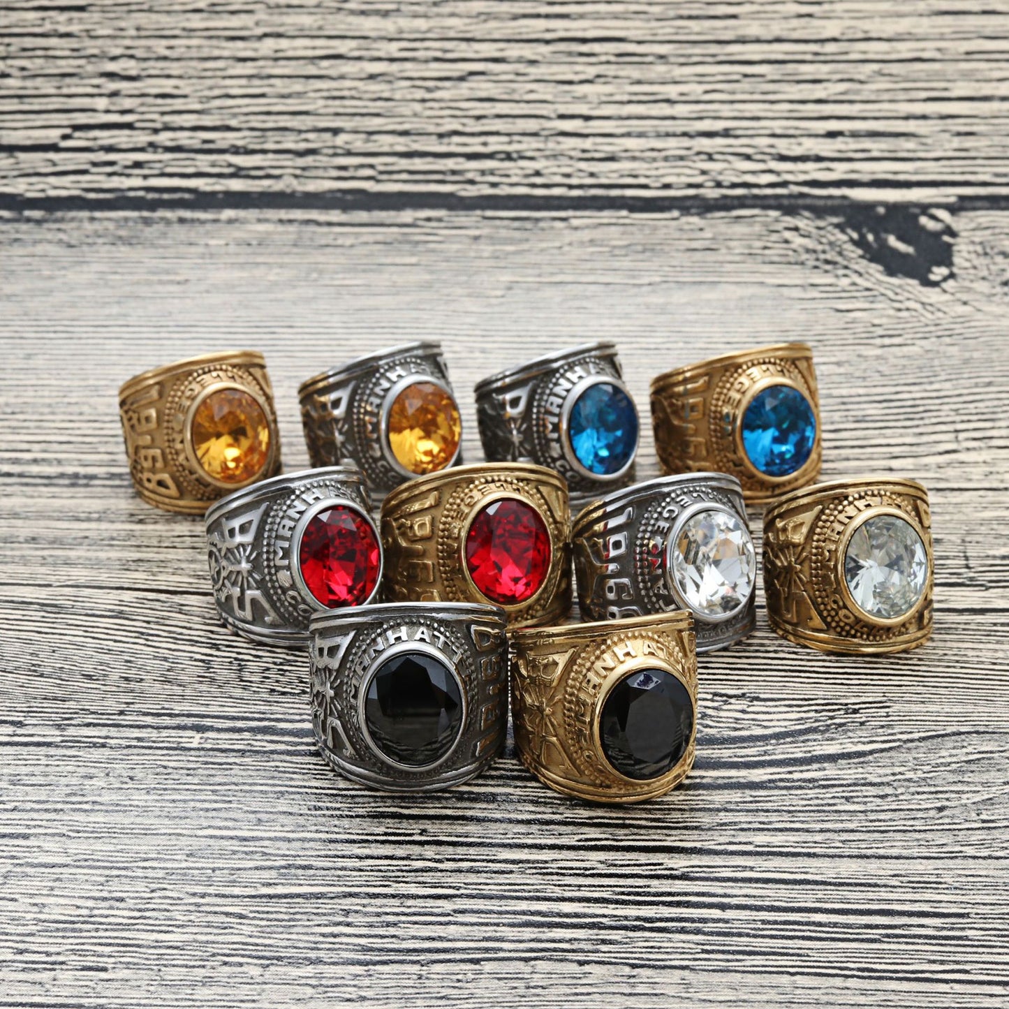 Planderful Titanium Steel MultiColor Zircon Ring For Men Unisex Retro Punk Style Eagle Design
